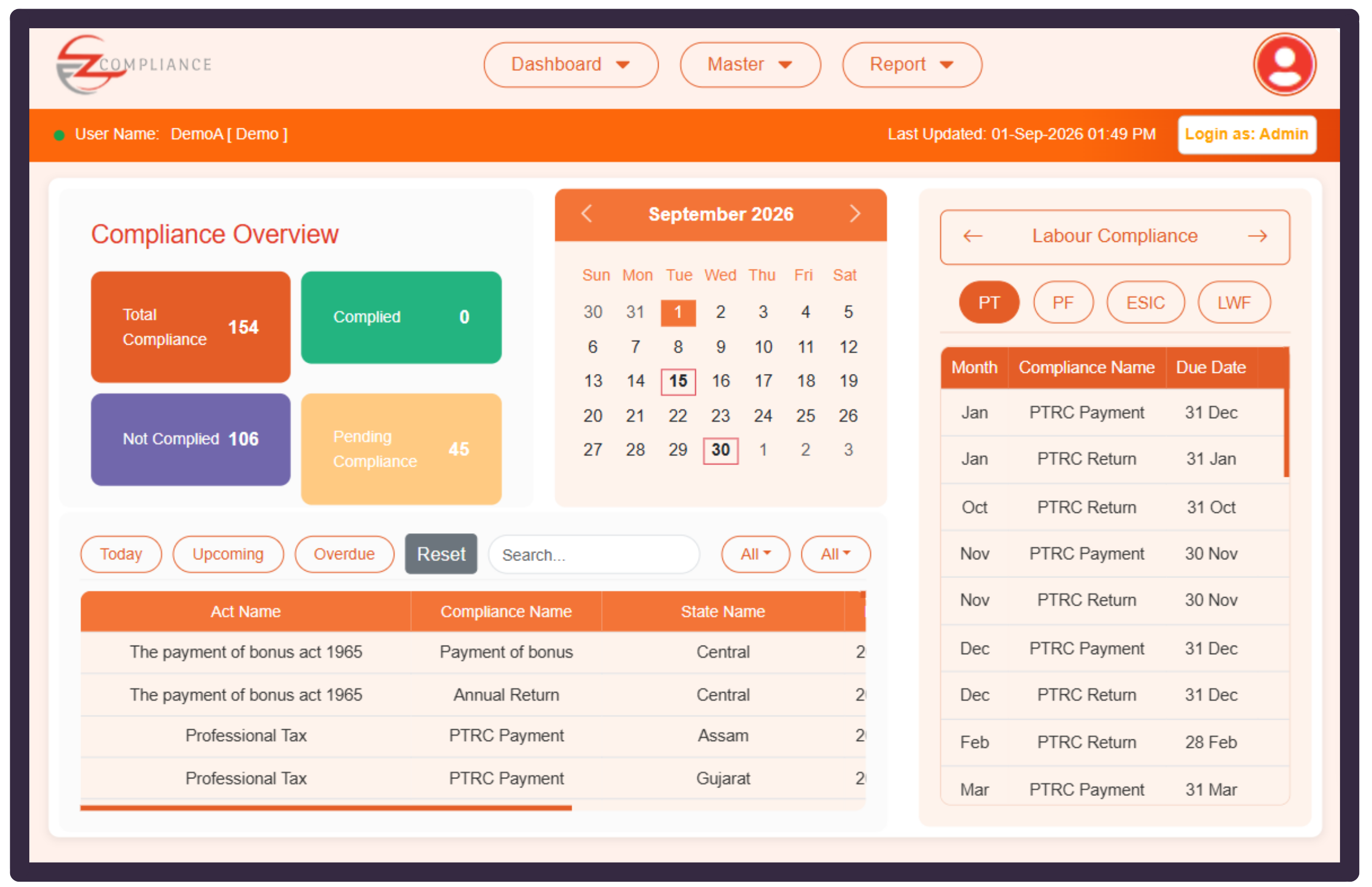 EZ Compliance dashboard preview
